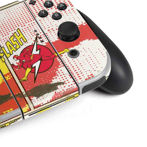 DC Comics The Flash Vintage Action Pose Pattern Nintendo Switch OLED (2021) Skin